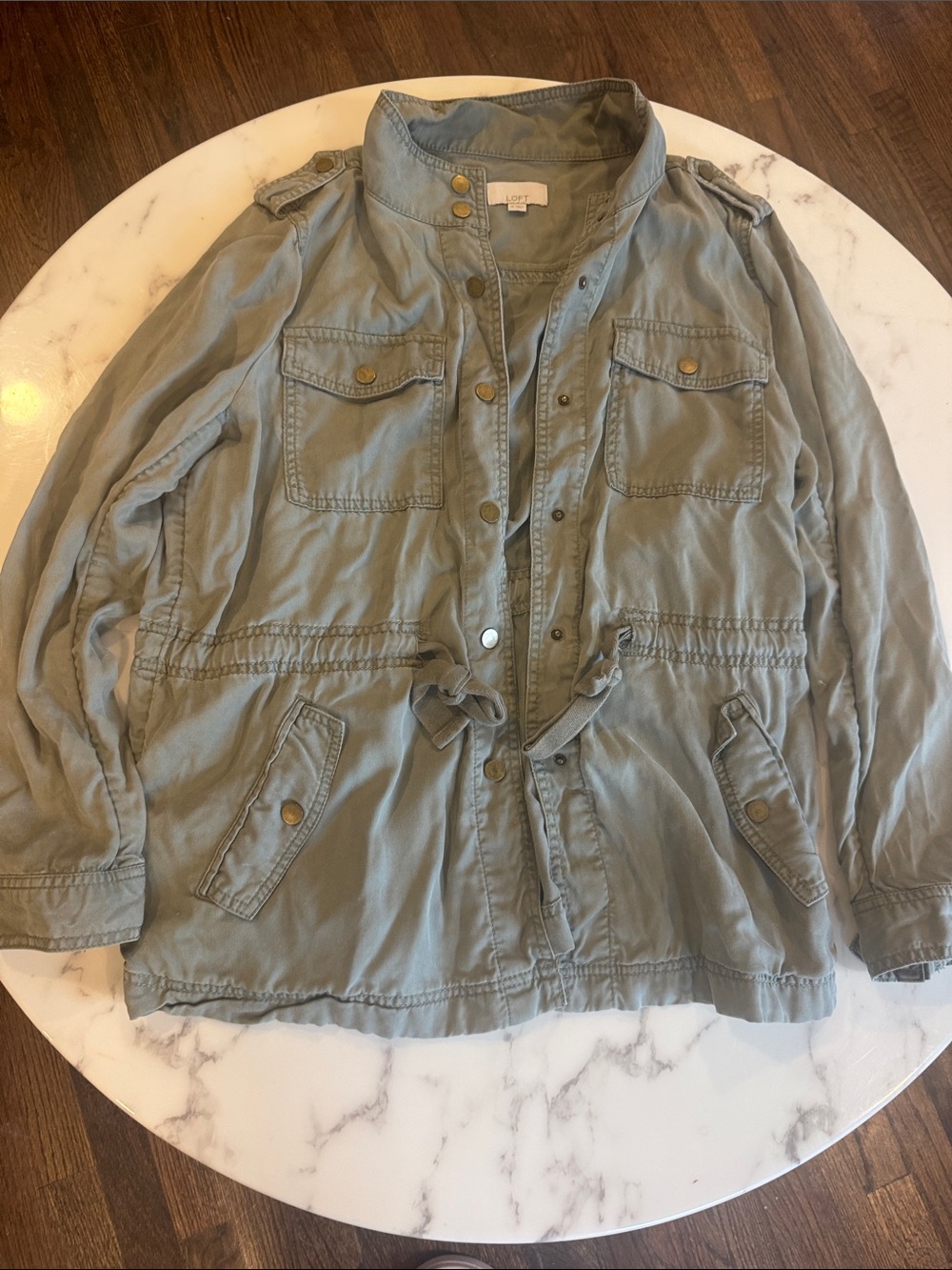 LOFT Light Olive Utility Drawstring Jacket
